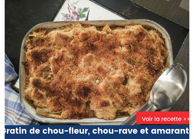 Gratin de chou-fleur, chou-rave et amarante